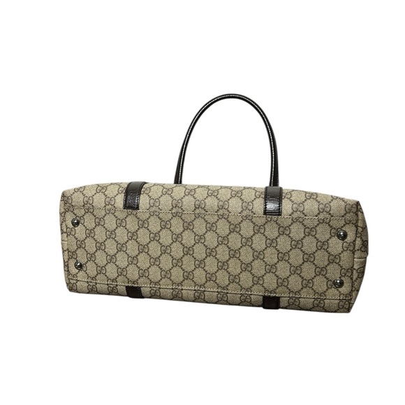 Gucci GG Supreme Canvas Tote Brown Monogram Shoulder Bag Top Handles - Picture 5 of 8